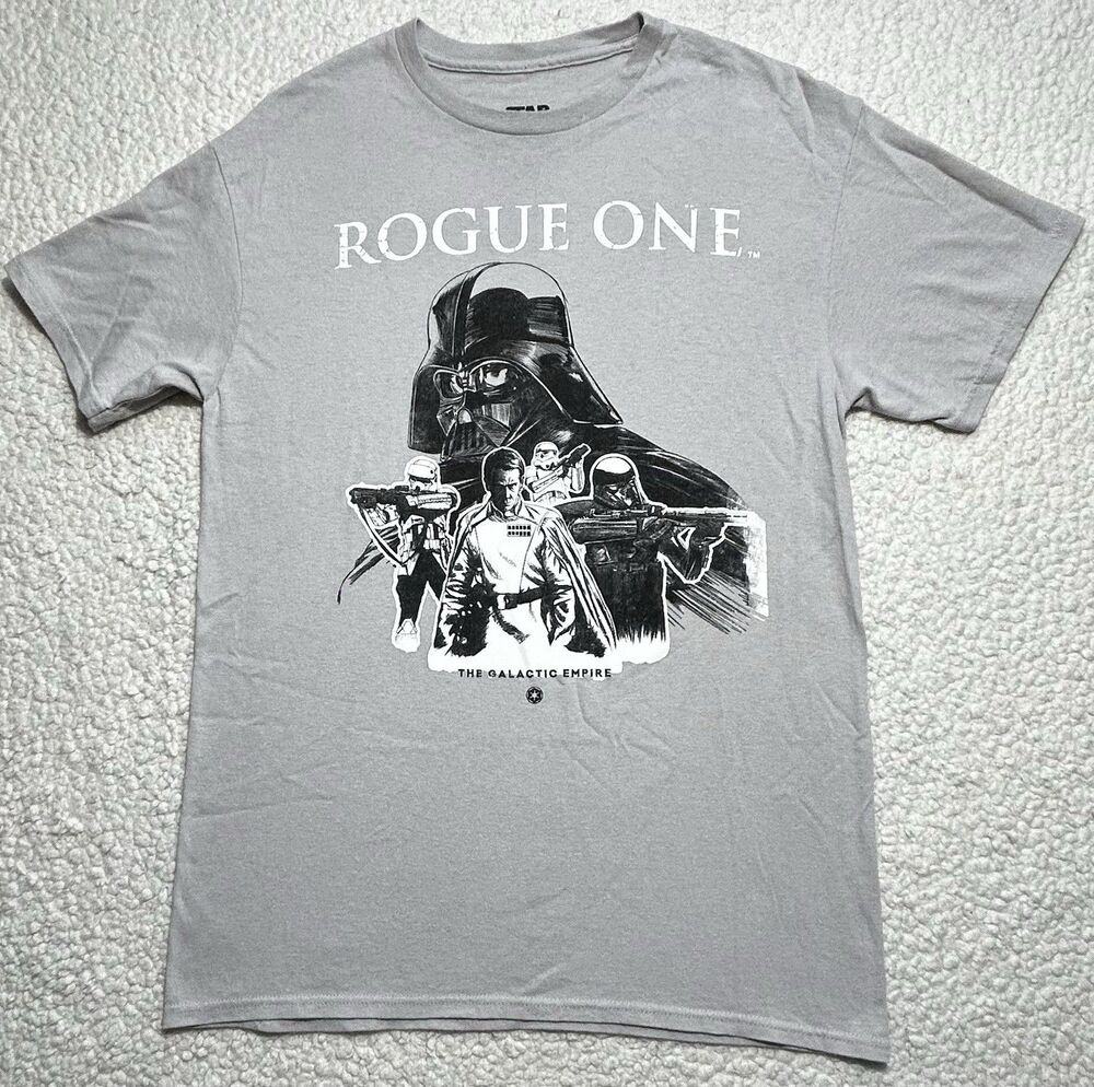 Star Wars Rogue One Mens Shirt Galactic Empire Darth Vader Gray Tee READ